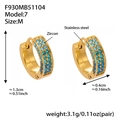 Orecchini a cerchio in acciaio inossidabile dorato 18k con zirconi blu - Zirconia Blu Scuro (Medio)
