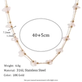 18K gold plated stainless steel necklace featuring natural pink quartz stone chips - Necklace-Gold-Pink Crystal