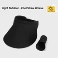 Foldable black straw sun visor hat for women with wide brim and open top design - Black (8222)