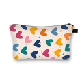 Portable Valentine heart print makeup bag with colorful patterns and black zipper - 11-White Colorful Hearts