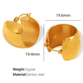 Goldene Vintage C-förmige Edelstahl Ohrringe mit strukturierter Oberfläche für Damen - Glatter Bogenstil (EH531) / Gold