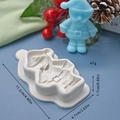 Detail of Santa Claus silicone mold showing dimensions and the blue resin finished product - Santa Claus Shape (Style 2)
