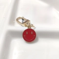 Red smiling face alloy keychain with gold-plated D-clasp for bag decoration accessory - Round Face Single Red