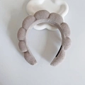 Cloud-shaped sponge twisted headband in light brown soft plush fabric with non-slip teeth - Gray