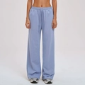Pantalón de chándal azul claro de talle alto y pernera ancha con cordón ajustable - L / Azul Grisáceo