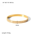 6mm vergoldetes Edelstahl-Armband mit weißem Zirkonia-Besatz, Gewicht von 18,6g - Weißer Zirkon-Stil (HF-B5119-白)