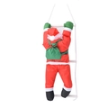 Babbo Natale che sale su scala di corda bianca con sacco di regali verde decorazione - 25cm / Scala per una persona