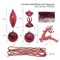 25-piece wine red Christmas ball set with assorted ornaments and red bead chain - Christmas Ball Gift Box (burgundy) Le27