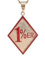 Goldene 1%er rautenförmige Vintage-Metallkette mit roten Emaille-Details für Herren - 1%er Rauten-Logo / Ohne Kette / Goldrot Epoxidharz