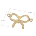 26mm x 15mm gold bow connector with inlaid crystals for DIY jewelry making - Gold Bowknot Micro-Pave (L0046-A)