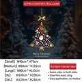 Christmas tree window sticker size chart showing multiple dimensions and static cling features - Christmas Tree Design-Small / 40*75CM