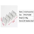 Polished silver stainless steel taco holder with 3-4 slots and non-slip feet - 19x6.5x4.5cm (3-4 Slots)