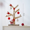 Árbol de Navidad de madera de 46cm decorativo de mesa con bolas y Papá Noel - Adorno de árbol de Navidad de madera nórdico / Color madera natural