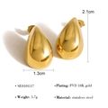Detail showing height 2.1cm and width 1.3cm of the golden drop earrings on white background - Gold Medium Waterdrop