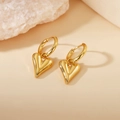 Chic 18K gold plated titanium steel heart shaped hoop earrings for women jewelry - Pointed Heart Hoop / Gold