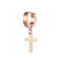 Eleganti orecchini a cerchio in acciaio inossidabile oro rosa con ciondolo a croce - Oro rosa