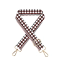 Adjustable wide shoulder strap with red and black diamond pattern and gold metal hooks - Ethnic Style 21