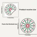 Detailed size chart showing Christmas snowflake window stickers in red and green colors - Red Green Mandala Snowflake (JDT-C79)