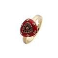 Anillo dorado ajustable con triángulo de esmalte rojo y diseño geométrico de ojo turco - Abierto Ajustable / Rojo