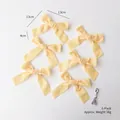 Set of 6 bright yellow velvet Christmas bows, 13cm handmade DIY tree ornaments - 3.8cm Beige / 6 Pack