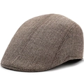 Close-up of the vintage brown herringbone wool texture on the warm ivy flat cap - One Size 58cm / Twill Khaki