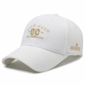 White baseball cap with gold embroidery featuring Game Over text and side fashion star - Adjustable / White