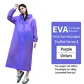 Επαναχρησιμοποιήσιμο μοβ μακρύ αδιάβροχο EVA με κουκούλα και ελαστικές μανσέτες - 150g 19-Μετάξι Ενισχυμένο Ελαστικές Μανσέτες / Μωβ