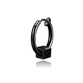 Hip hop black square cube drop earrings for men in polished stainless steel finish - Square Clip-on Style / Black