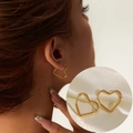 Orecchini a cuore minimalisti in acciaio inossidabile lucido placcato oro 18K donna - Oro