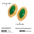 18k gold plated stainless steel marquise earrings with emerald green gemstones - Jde2409072