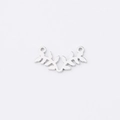 Polished silver leaf branch connector pendant with double holes for DIY jewelry - Steel