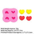 Molde de silicona rosa con forma de corazón con cuatro cavidades y acabados - 4-Hole Heart Style (B1162) / Rosa
