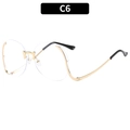 Rimless oversized round sunglasses C6 with golden metal temples and black tips - Clear Lens
