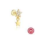 S925 sterling silver gold star dangle earrings with sparkling cubic zirconia stones - Single Gold #5 (Five-Pointed Star Pendant)