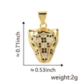 Detailed size view of a golden leopard pendant with clear and green cubic zirconia - Gold Leopard