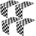 Set of four minimalist black and white checkered table runners in smooth polyester fabric - 30*122CM / Black & White Checkerboard