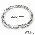 Gepolijste zilveren roestvrijstalen Cubaanse schakelarmband 220x7mm met sluiting - Stijl D-7mm-220mm(KB165988-ZZ)