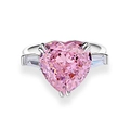 Exquisiter S925 Sterlingsilber Ring mit herzförmigem rosa Diamant und Steinen - US 7 / Rosa
