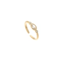 Verstellbarer vergoldeter Edelstahlring mit Zirkonia im Marquise-Schliff und Seitensteinen - Ring mit Marquise-Zirkonia-Akzent / Gold
