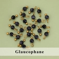 Faceted glaucophane stone pendant with gold stainless steel loop for DIY jewelry - Blue Sandstone Style (14S) / 50 Pieces / Dark Blue