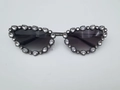 Cat eye rhinestone sunglasses with black gradient lenses and silver crystal frame - Gunmetal Frame Gradient Grey Lens