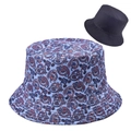 Detalle de gorro de pescador con estampado paisley y costuras reforzadas de calidad - Paisley Azul Rojo (Gorro Pescador-16)