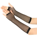 Long black fishnet fingerless gloves for women, sexy punk style for nightclub parties - One Size / Black