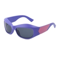 Purple Y2K punk cycling sunglasses with pink geometric temples and dark lenses - C6 Pink Full Grey