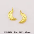 Ciondolo luna oro opaco con motivi a stella, misura 20x11x3mm per gioielli fai da te - XK1518#