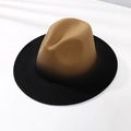 Sombrero fedora clásico con un elegante degradado de camello a negro en fieltro - M (56-58cm) / Caqui Degradado Negro