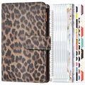 A6 Budget Binder im Leopardenmuster mit Geldumschlägen, Trennblättern und Lineal - A6 Komplettset / Dunkelbraun Leopard