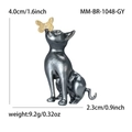 Broche chat en émail avec papillon doré, épingle décorative en forme d'animal pour femmes - Gris (1048-GY)