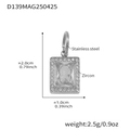 Elegant silver rectangle pendant in stainless steel with sparkling zircon halo - Silver Color Pendant