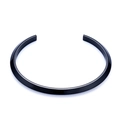 Bracciale rigido aperto a forma di C in acciaio inossidabile lucido nero minimal - Colore Nero (AB0303)
